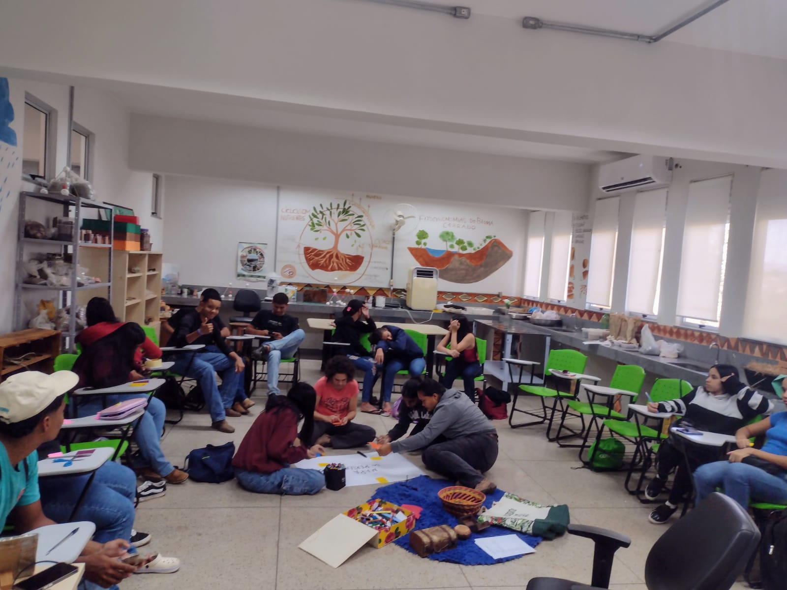 Estudantes em atividade respondem ao mapa do pertencimento